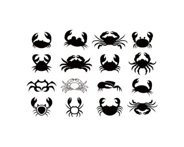 Yengeç siluet. Deniz ürünleri Dükkanı logo şablonu zanaat için gıda ambalaj veya restoran Tasarım marka. Vektör çizim