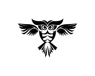 Baykuş logosu - vektör çizimi. Beyaz arkaplanda amblem tasarımı