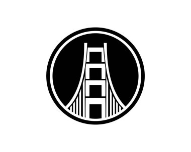 Köprü logo tasarım amblemi şablonu. Kentin simgelerinden simge vektör çizim oluşturma