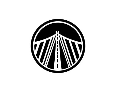 Köprü logo tasarım amblemi şablonu. Kentin simgelerinden simge vektör çizim oluşturma