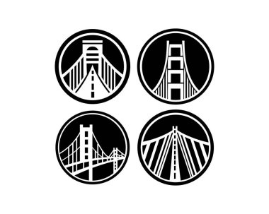 Köprü logo tasarım amblemi şablonu. Kentin simgelerinden simge vektör çizim oluşturma
