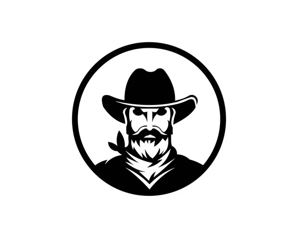 Шаблон Логотипа Изображением Человека Шляпе Ковбой Шериф Талисман — стоковый вектор