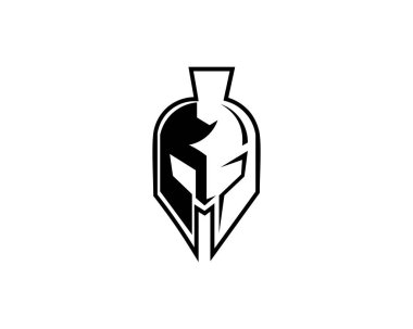 Gladyatör kask logo veya simge. Yunan Spartalı savaşçı zırh çizgi film çizgi roman tarzı, vektör çizim.