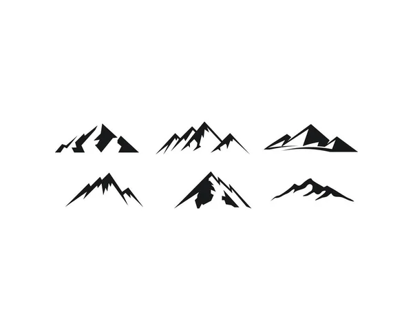 Montanha Silhueta Paisagem Ícone Pico Ilustração Conjunto —  Vetores de Stock