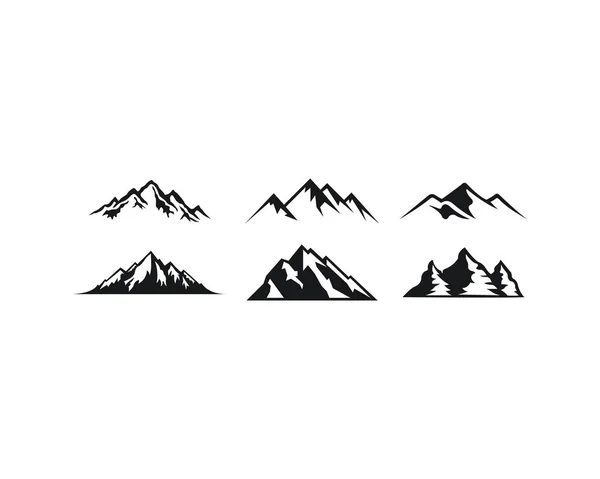 Montanha Silhueta Paisagem Ícone Pico Ilustração Conjunto —  Vetores de Stock