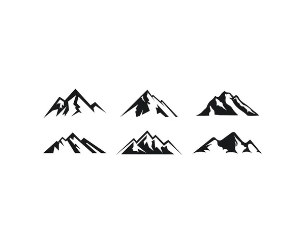 Berg Silhouette Landschaft Ikone Gipfel Illustration Gesetzt — Stockvektor
