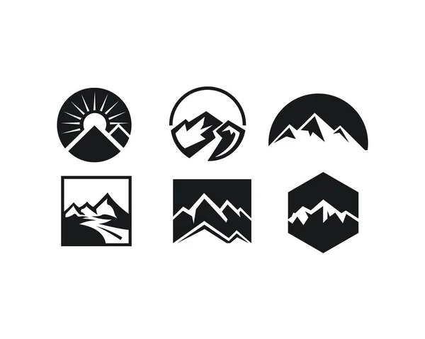 山頂シルエット風景アイコン イラスト セット — ストックベクタ