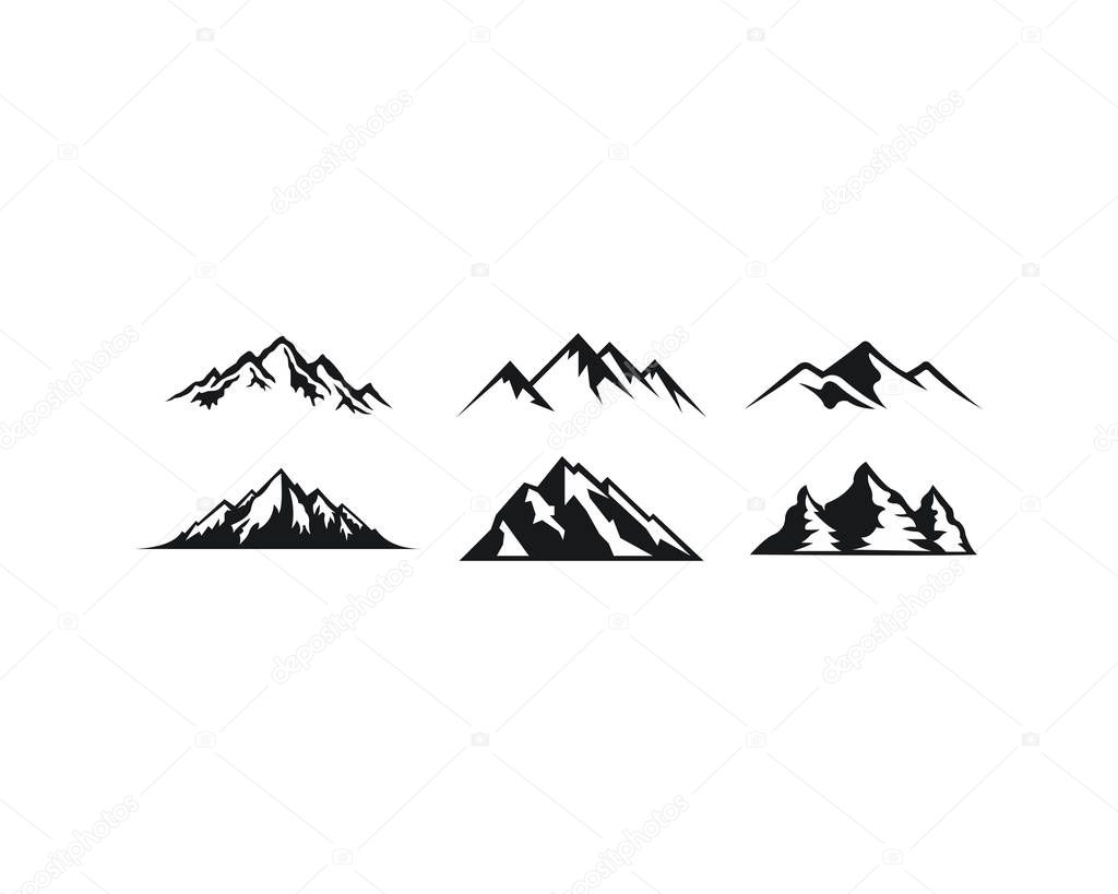 Mountain Silhouette Landscape Icon Peak Illustration Set