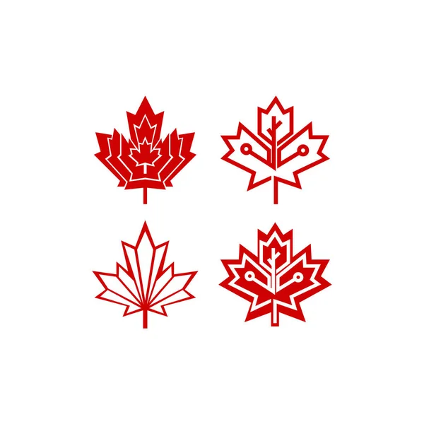 Rojo Canada Hoja Arce Icono Imagen Vector — Archivo Imágenes Vectoriales