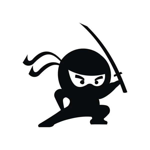 Ninja Samurai Guerrero Luchador Carácter Dibujos Animados Arte Marcial Arma — Vector de stock