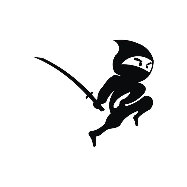 Ninja Szamuráj Harcos Harcos Karakter Cartoon Harcművészet Fegyver Shuriken — Stock Vector