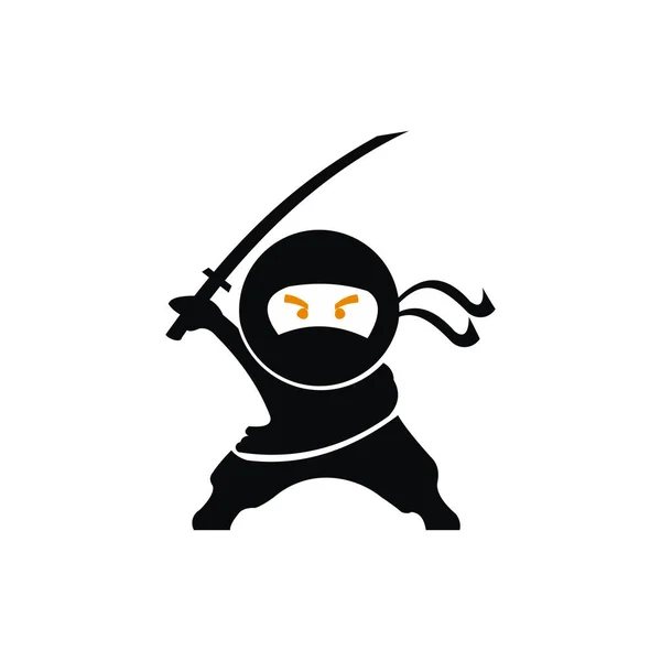 Ninja Samurai Guerrero Luchador Carácter Dibujos Animados Arte Marcial Arma — Vector de stock