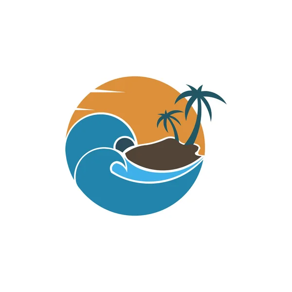 Natürliche Strand Logo Vorlage Design Vektor Emblem Designkonzept Kreatives Symbol — Stockvektor