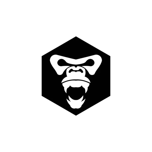 Gorillakopfvektor Affenkopfvektor Affengesicht Logo — Stockvektor