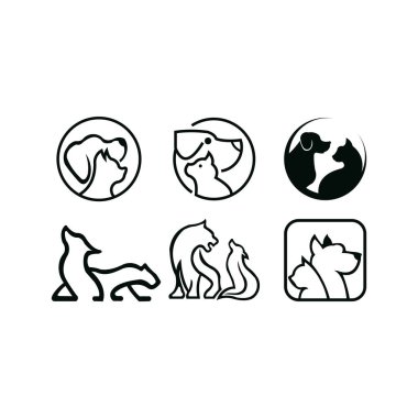 kaplan kurt köpek kedi evde beslenen hayvan kaygı anahat satırı sanat ilham logo vektör simgesi