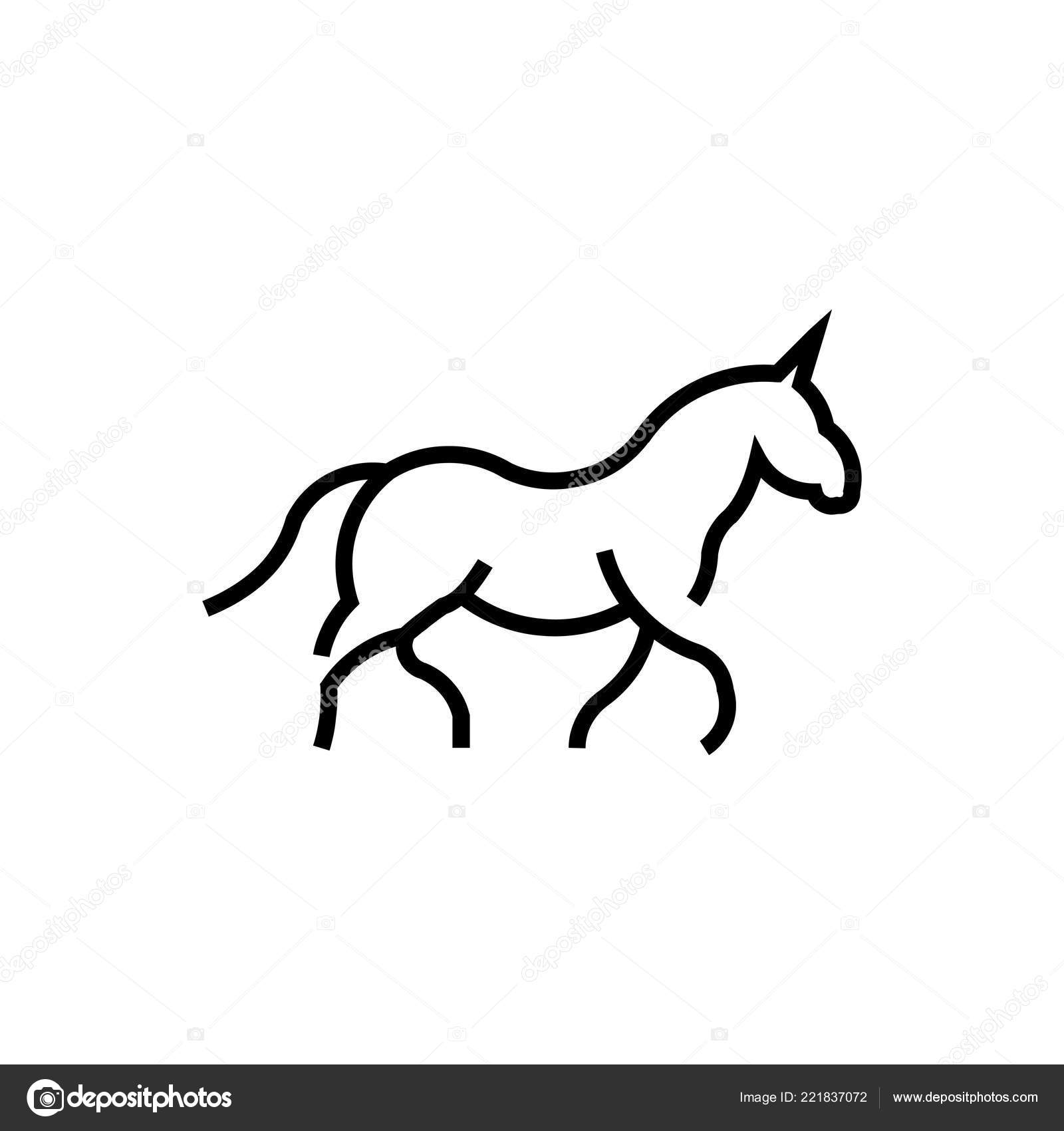 running horse line art outline logo vector icon template running horse template