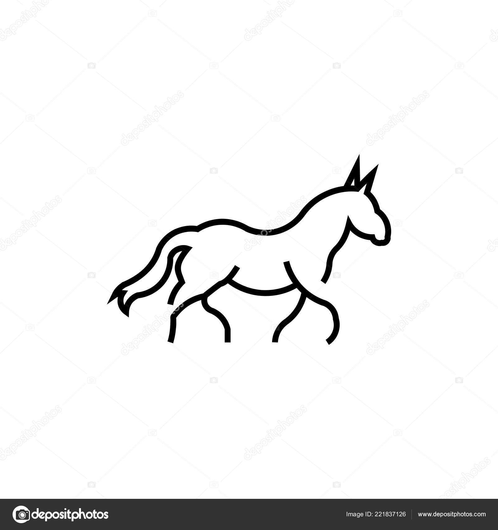 running horse line art outline logo vector icon template running horse template