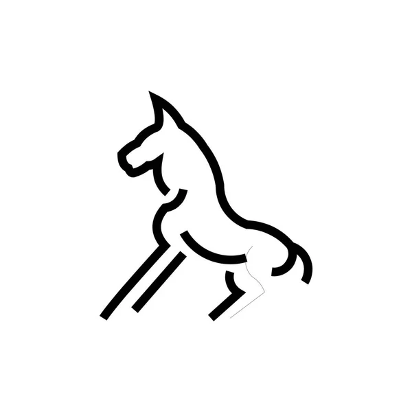 Correndo Cavalo Linha Arte Esboço Logotipo Vetor Ícone Modelo —  Vetores de Stock