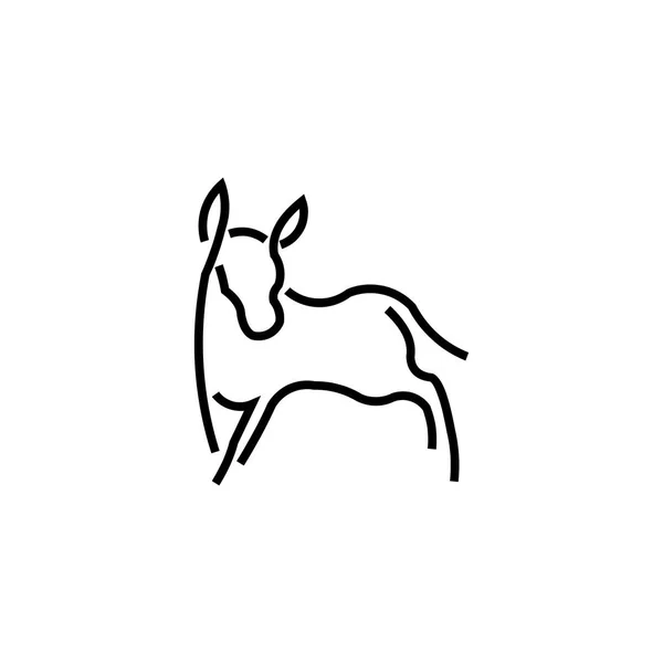 Correndo Cavalo Linha Arte Esboço Logotipo Vetor Ícone Modelo — Vetor de Stock
