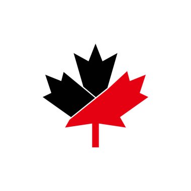 kırmızı, siyah, Kanada akçaağaç yaprağı simgesi görüntü vektör logosu ilham