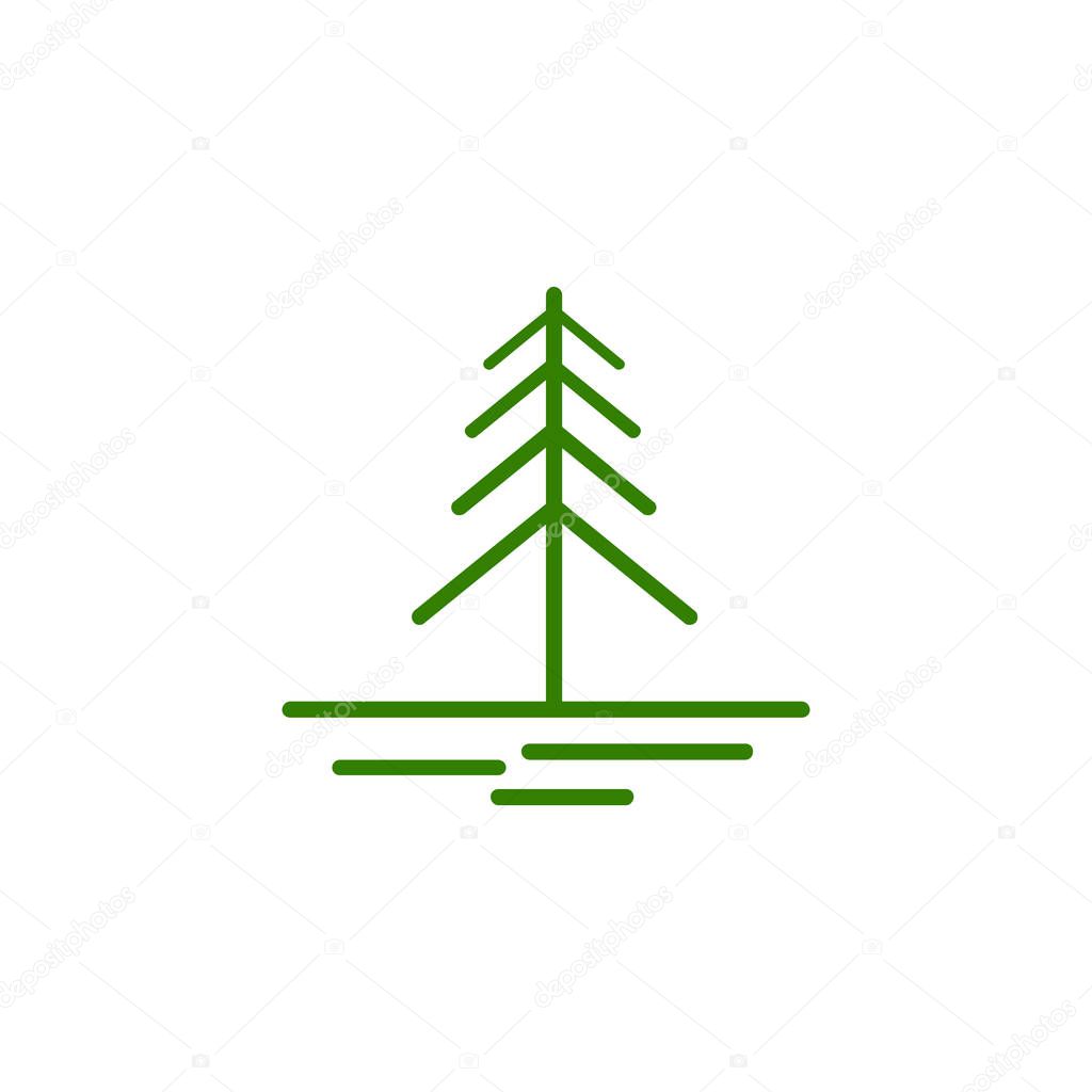 Green camp logo template design with tree spruce. Vector illustration.