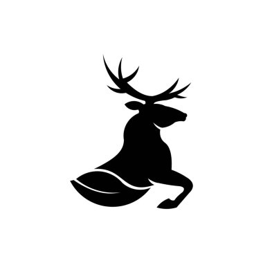 büyük boynuz/hayvan ile geyik siluet/logo ilham illüstrasyon vektör