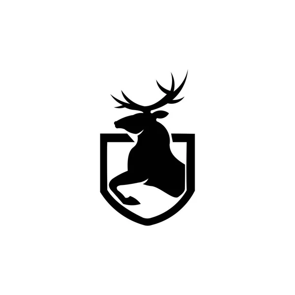 Cervos Silhueta Com Grande Chifre Animal Vetor Ilustração Logotipo Inspiração — Vetor de Stock