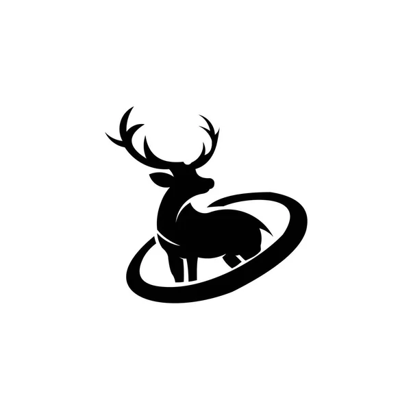 Cerf Silhouette Avec Grand Bois Animal Vecteur Illustration Logo Inspiration — Image vectorielle