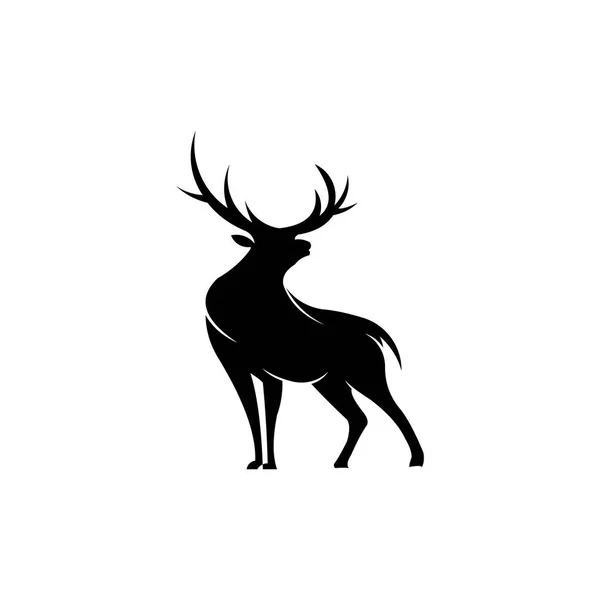 Cervos Silhueta Com Grande Chifre Animal Vetor Ilustração Logotipo Inspiração — Vetor de Stock