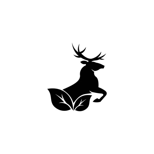 Venado Silueta Con Gran Cuerno Animal Vector Ilustración Logo Inspiración — Archivo Imágenes Vectoriales