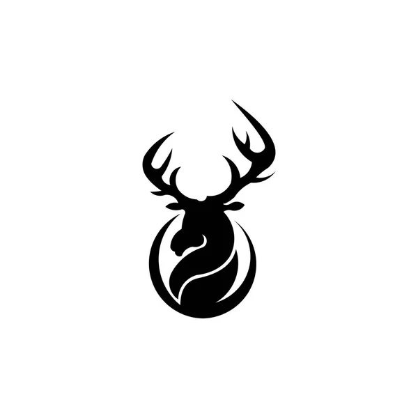 Cerf Silhouette Avec Grand Bois Animal Vecteur Illustration Logo Inspiration — Image vectorielle