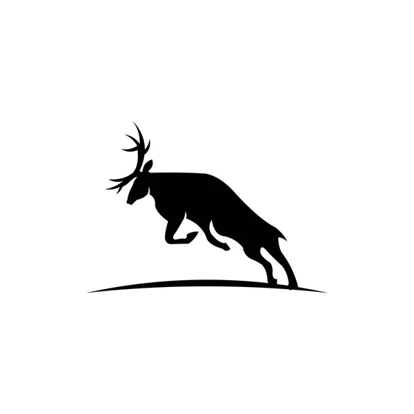 Cerf Silhouette Avec Grand Bois Animal Vecteur Illustration Logo Inspiration — Image vectorielle