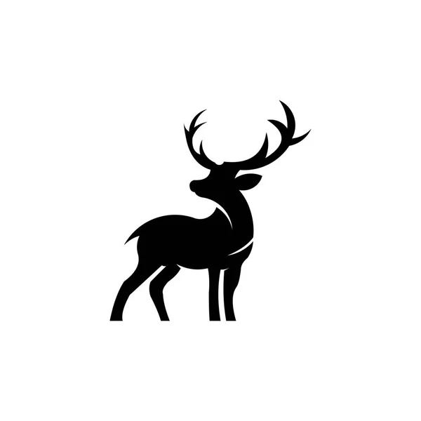 Cervos Silhueta Com Grande Chifre Animal Vetor Ilustração Logotipo Inspiração — Vetor de Stock