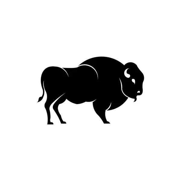 Animal Bisão Touro Vaca Fazenda Silhueta Inspiração Logotipo Vetor — Vetor de Stock
