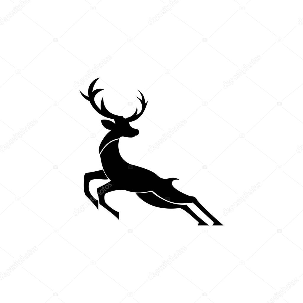 silhouette deer with great antler/animal/ vector illustration logo inspiration