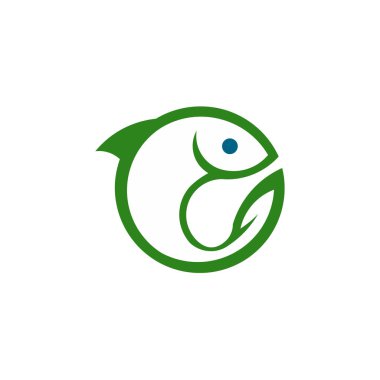 Çiftlik kavramı logo. Çiftlik ve balık şablonu. Doğal tarım ürünleri için etiket. Beyaz arka plan üzerinde izole renk logo. Vektör çizim.