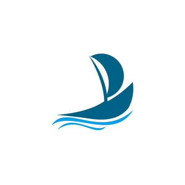 Vaisseau Est Sur Les Vagues Voilier Logo Pour Une Entreprise — Image vectorielle