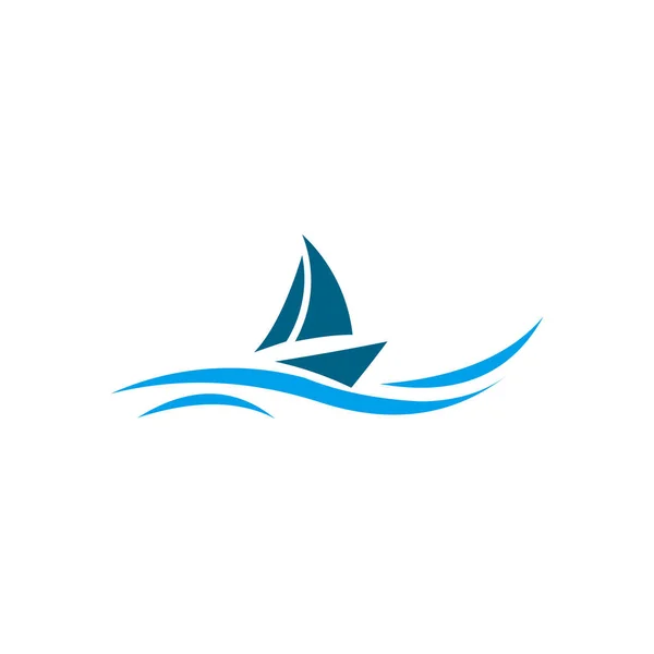 Vaisseau Est Sur Les Vagues Voilier Logo Pour Une Entreprise — Image vectorielle