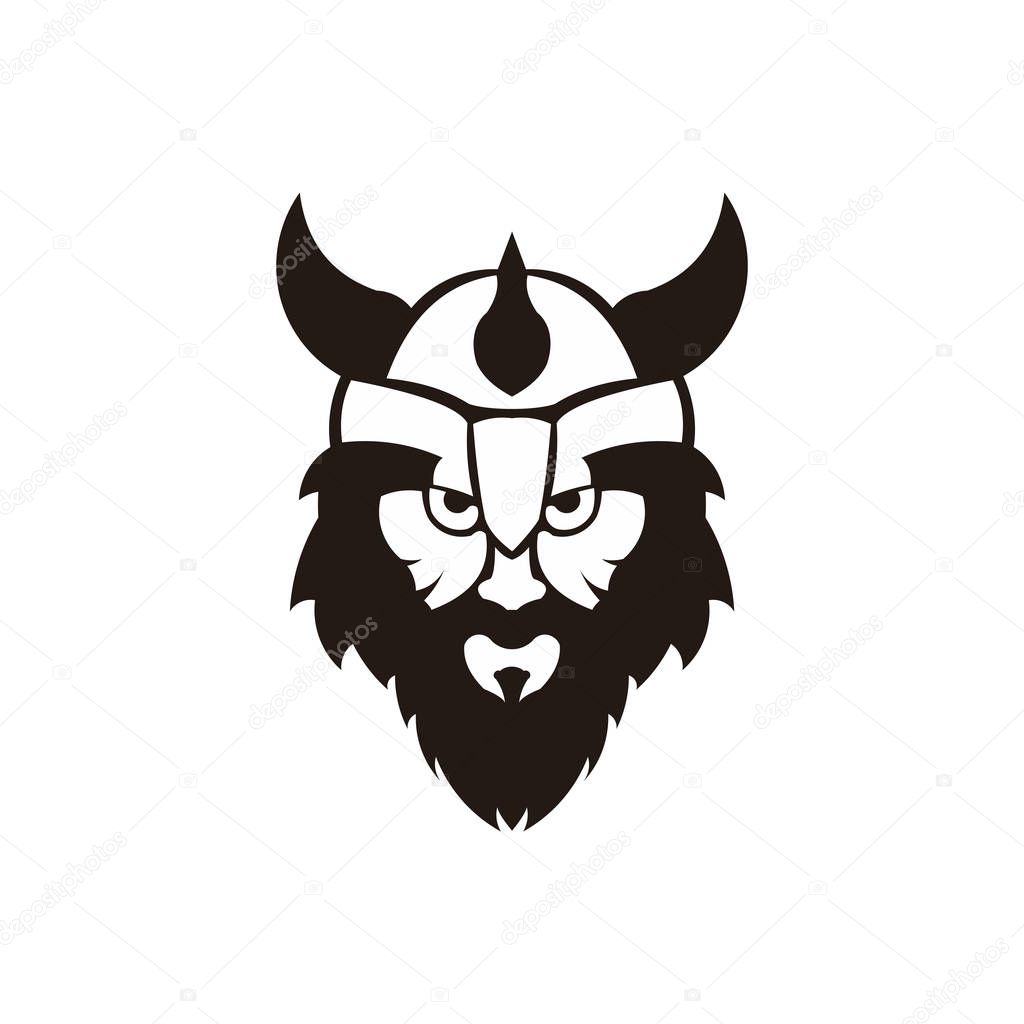 Head people viking ,line illustration of an ancient viking warrior