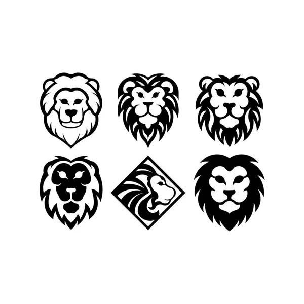 Modèle Logo Tête Lion Visage Fort Galant Lion Avec Poilu — Image vectorielle