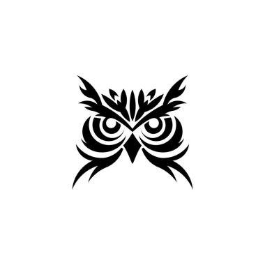 Baykuş logo - ilham vektör çizim. Beyaz arka plan üzerinde amblem tasarımı