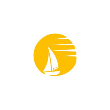 Dalgalar üzerinde gemidir. Yelkenli. Turizm için su yarışmaları için bir turizm şirketi için logo.