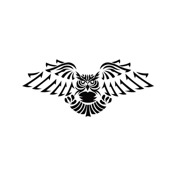 猫头鹰标志 向量例证 黑色背景上的标志设计 灵感鸟向量 — 图库矢量图片