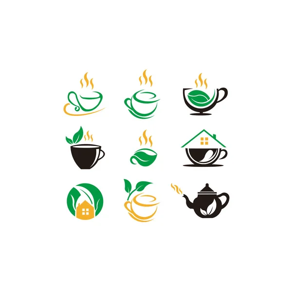 Inspiración Taza Verde Logo Vector Bebida Caliente — Archivo Imágenes Vectoriales