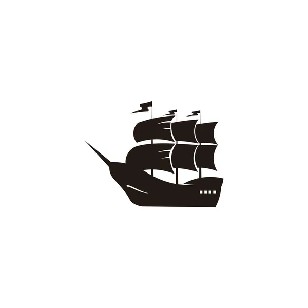 Yelkenli Yat Logo Tasarım Şablonu Yelkenli Düz Yat Simgeler Beyaz — Stok Vektör