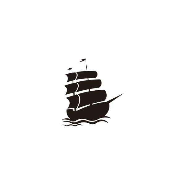 Zeiljacht Logo Ontwerpsjabloon Zeilboot Platte Jacht Pictogrammen Boot Logo Witte — Stockvector