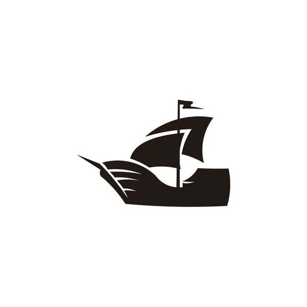 帆船标志设计模板 平游艇图标 船标志在白色背景 — 图库矢量图片