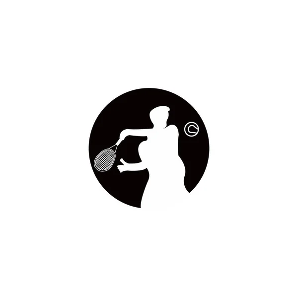 Silhouettes Vectorielles Personnes Jouant Tennis Enfants Homme Âgé Femme — Image vectorielle