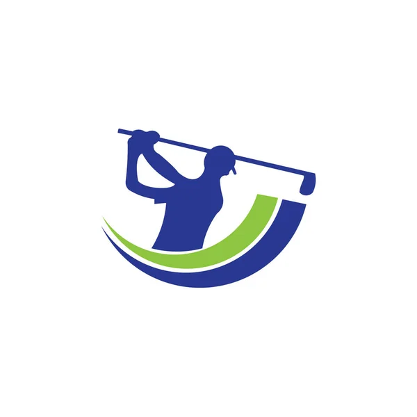 Joueur Golf Frappe Inspiration Balle Logo Design Vecteur Golf Club — Image vectorielle