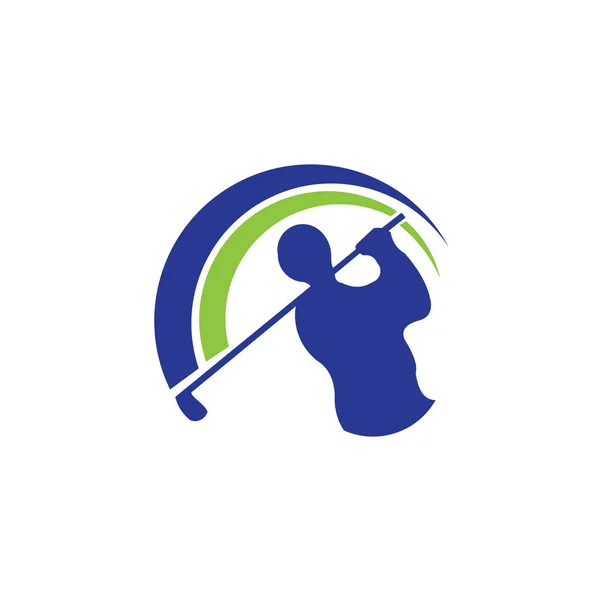 Joueur Golf Frappe Inspiration Balle Logo Design Vecteur Golf Club — Image vectorielle